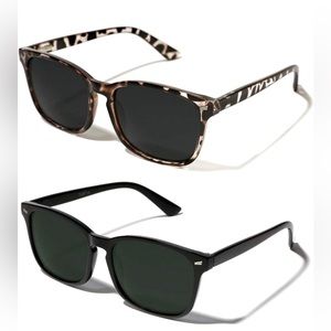 NEW IN BOX 2 Pair Polarized UV400 Protection Sunglasses: Black and Leopard Frame